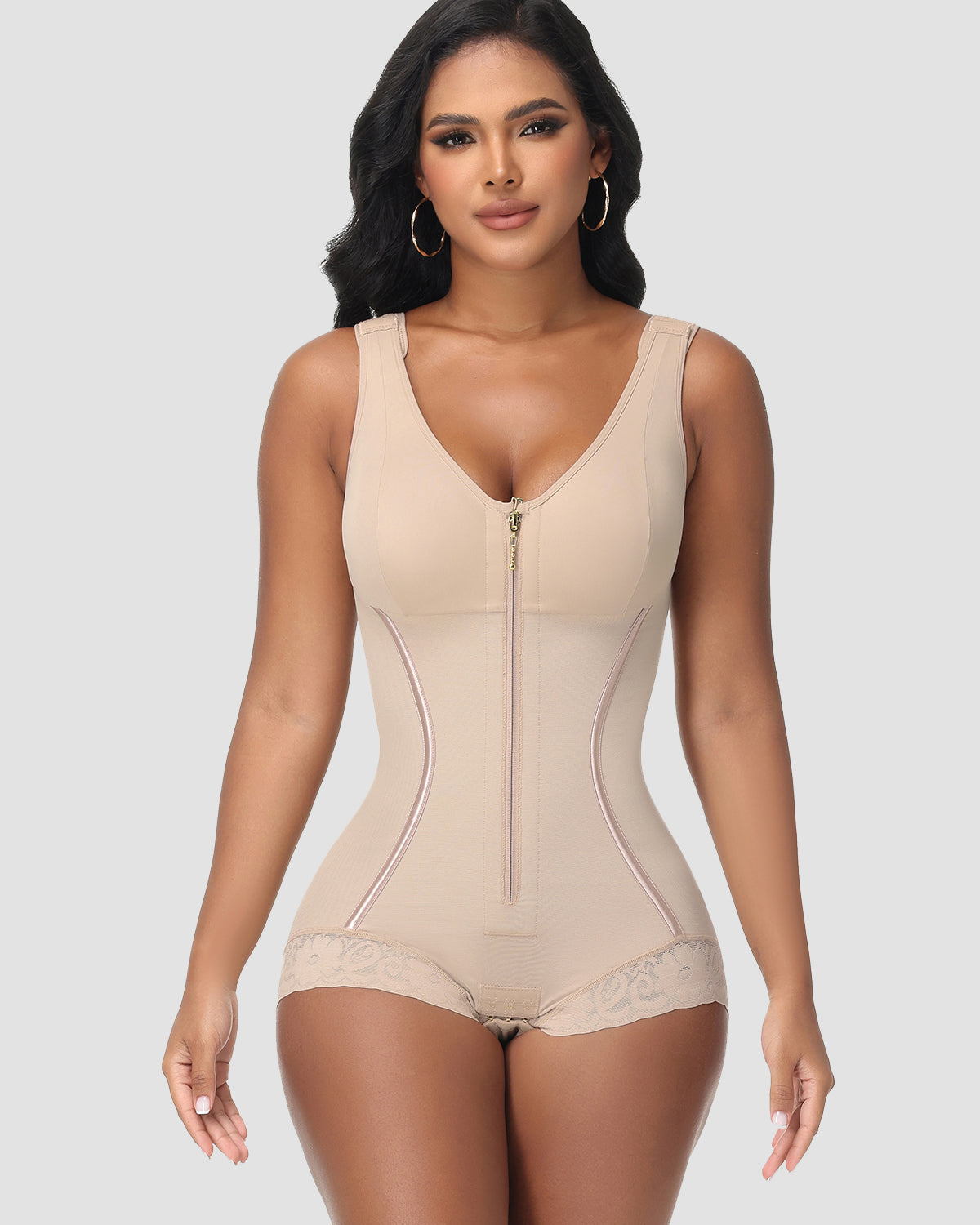 High Compression Full Body Tummy Control Zipper Modern Slim Bodysuit